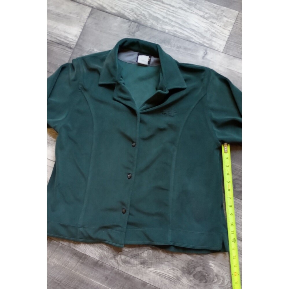 Harley Davidson Women's L Green Fleece Button Up Chamois Shirt Vtg - Picture 4 of 6